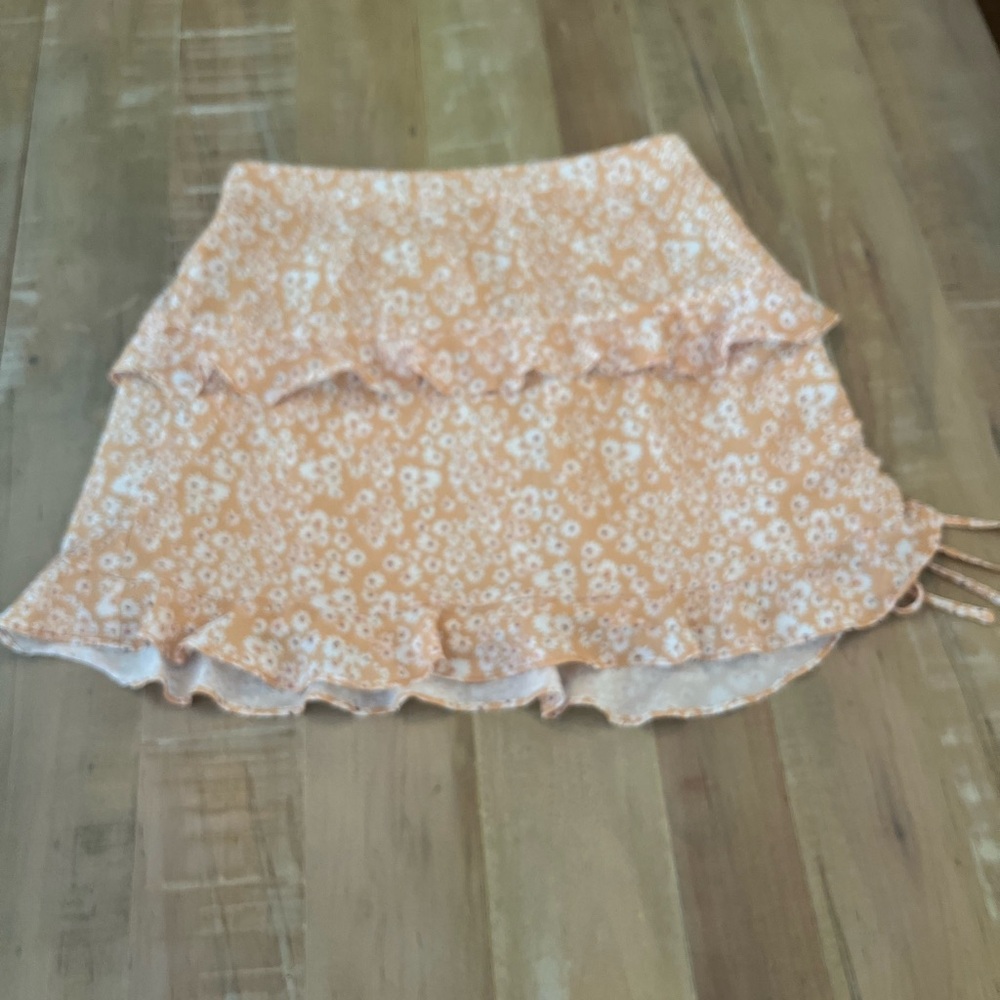 Princess Polly Peach Floral Ruffle Mini Skirt